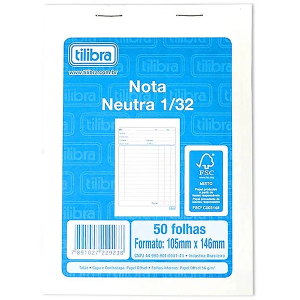 Nota Neutra 1/32 50fl Tilibra 105x146mm 229237 Un