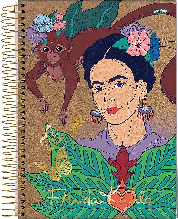 Caderno Capa Dura Colegial 10 Mat Frida Kahlo Jandaia
