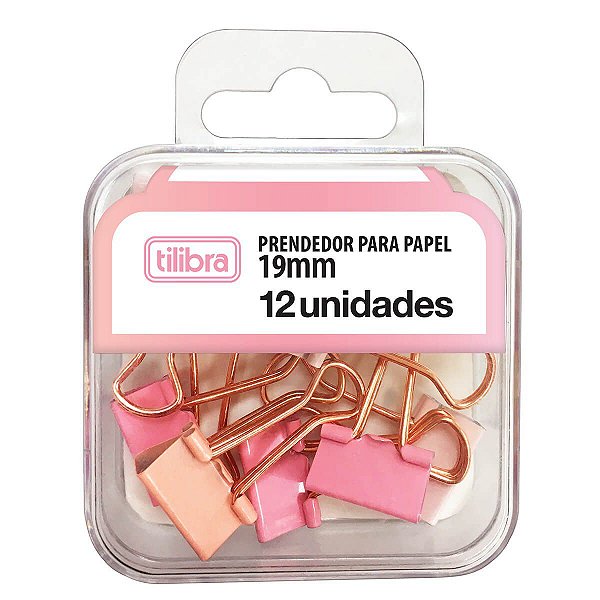 Prendedor De Papel 19mm Rosa Pastel Tilibra C/12