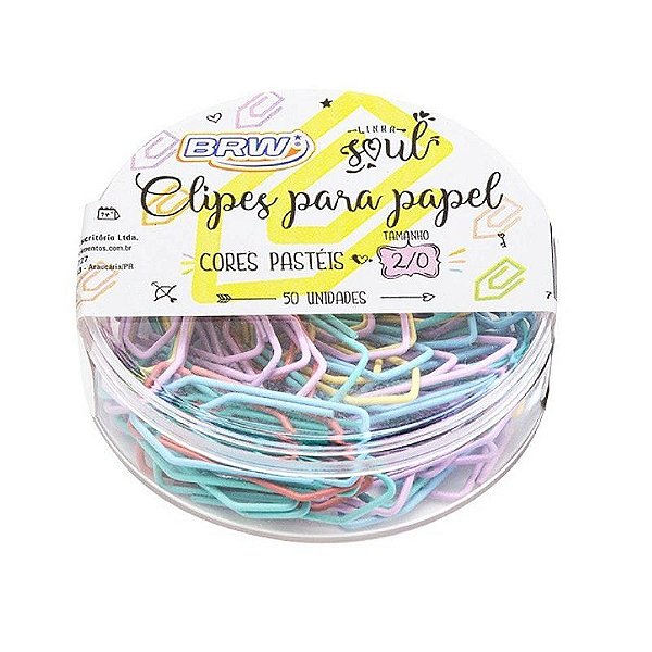 Clips brw 2/0 colorido pastel c/50 cl2052