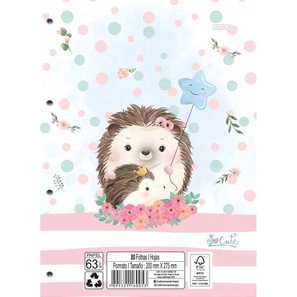BLOCO PARA FICHÁRIO 80 FLS SO CUTE SD