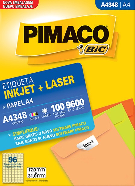 Pacote de Etiqueta A4348 C/100fls e 9600 etiquetas Bic