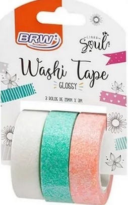Fita Adesiva Washi Tape Glossy 15mmx3m C/3 Brw