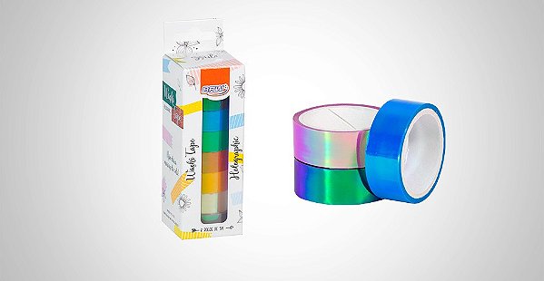 Fita Adesiva Washi Tape Holográfica 15mmx5m C/8 Brw