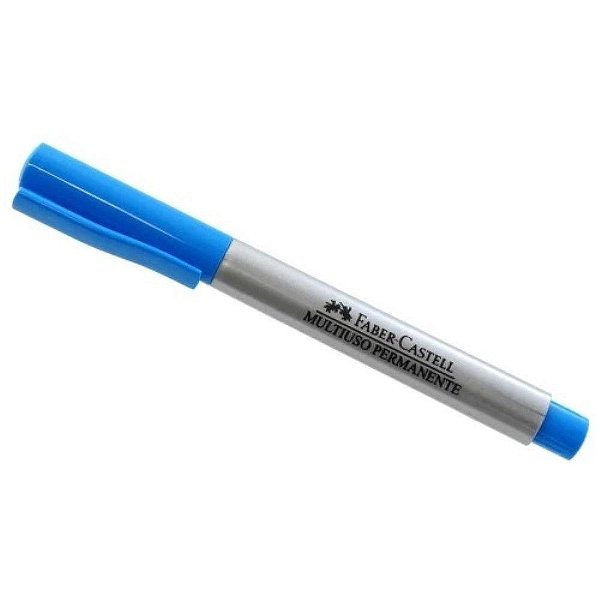 Caneta Marcador Multiuso Perman Azul Metal Faber