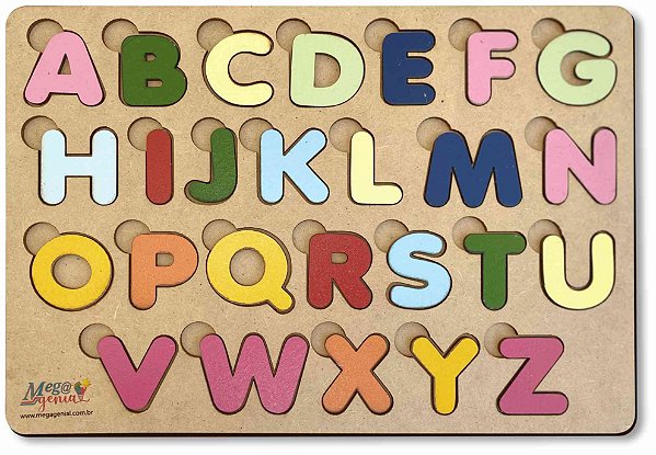 Alfabeto de Madeira MDF para Alfabetização Infantil - Brinquedos