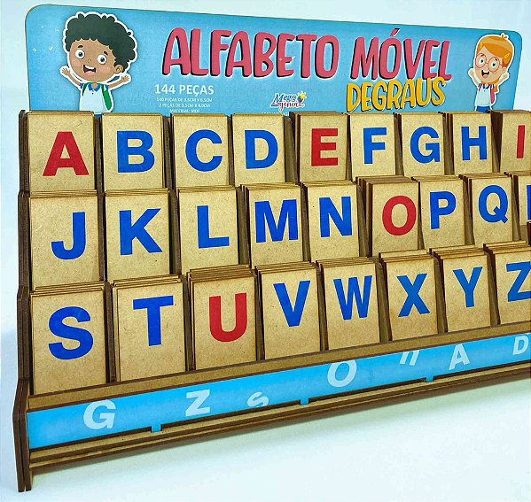 Brinquedo Educativo Alfabeto Móvel Degraus MDF - Mega Impress