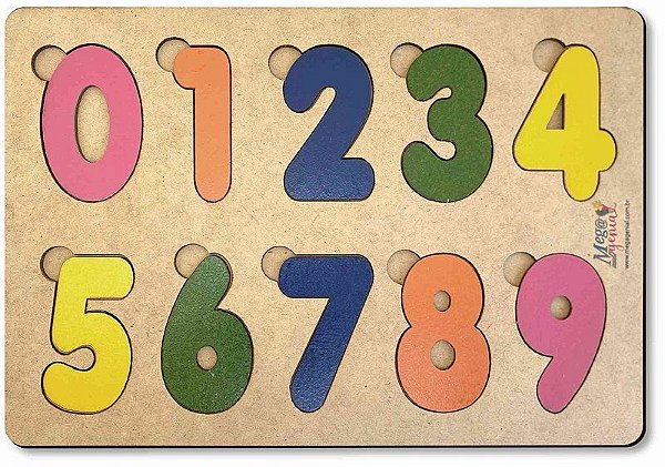 Brinquedo Educativo Tabuleiro Encaixe Numerais Mdf - Mega Impress