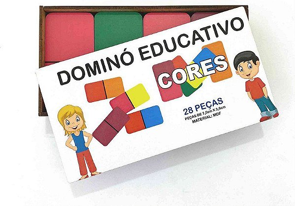 Dominó Jogo Educativo Pedagógico Mdf Cores 28pcs Mega Impress