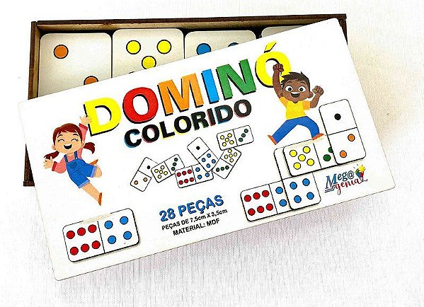 Dominó Jogo Educativo Pedagógico Mdf Tradicional 28pcs Mega Impress