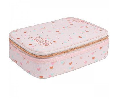 Estojo Box Academie Coracao Metal Rosa 338974 Tilibra