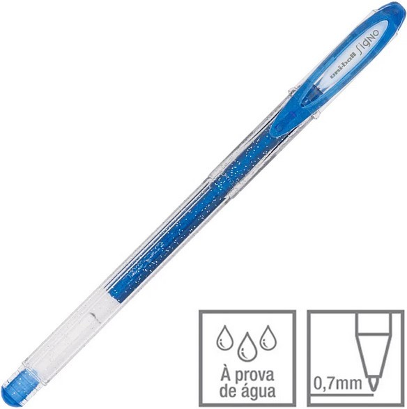 Caneta Gel Signo Um-120sp Azul Gliter 17.6100