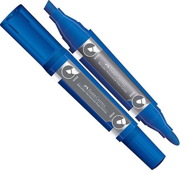 Marcador Permanente Duas Pontas Azul Faber