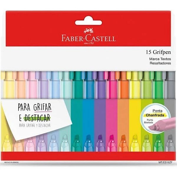 Caneta Marca Texto Faber Grifpen C/15 Cores MT/ES15ZF