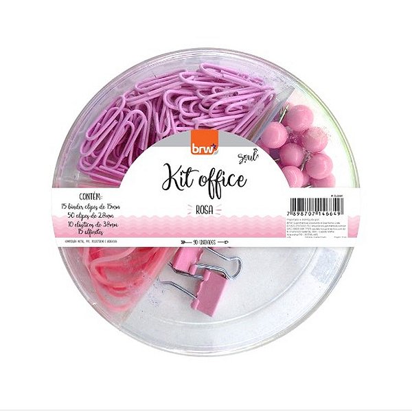 Kit Office Donuts Prendedor/Clipes/Alfinete/Elástico Rosa Cl0001 Brw