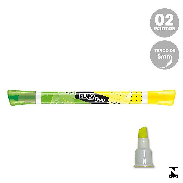 Caneta Marca Texto Fluo Duo 2 Cores Verde E Amarelo 734133 Maped