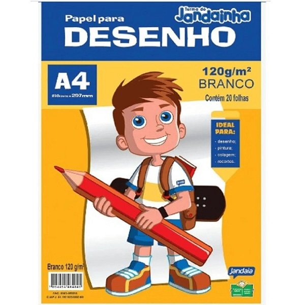 Bloco Des. A4 Branco 120g Jandaia C/20 46447