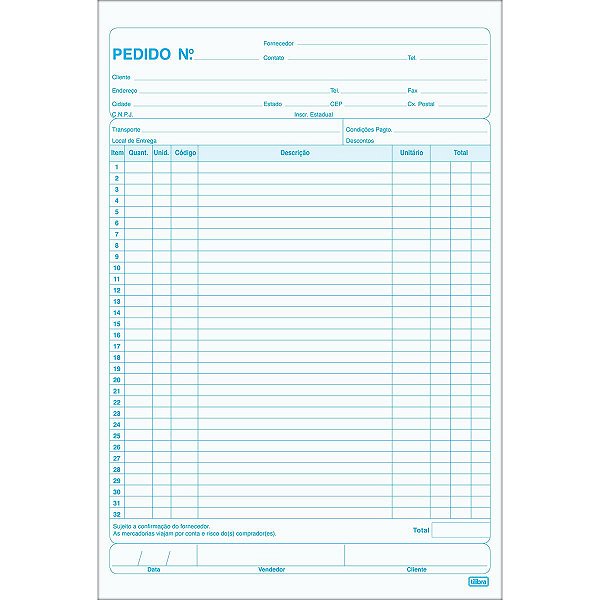 Talao De Pedido 1/9 1v Tilibra 199x297mm 153818