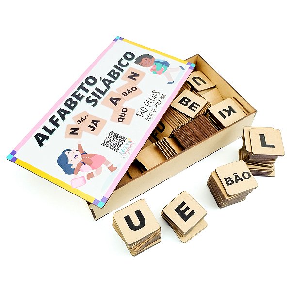Jogo Educativo Alfabeto Silabico Madeira - Mega Impress
