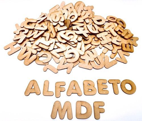 Kit 6 Alfabetos madeira A - Z Letras Mdf 3,5cm c/156 Letras - Mega Impress