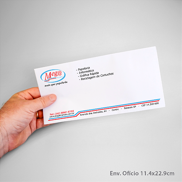 Envelope Personalizado Ofício 11,4x22,9cm 90g