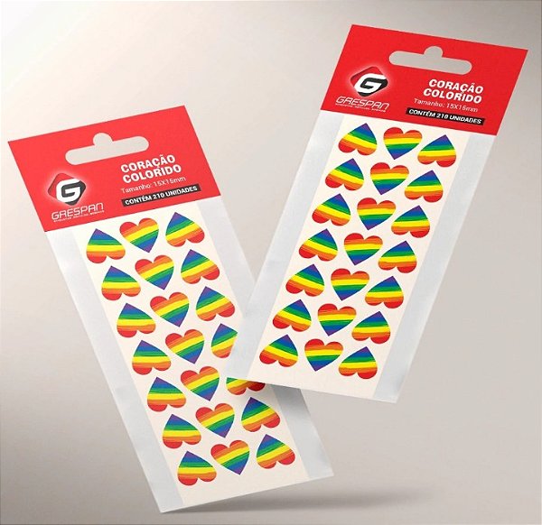Etiqueta Coração Colorida C/210 Grespan Gr23001