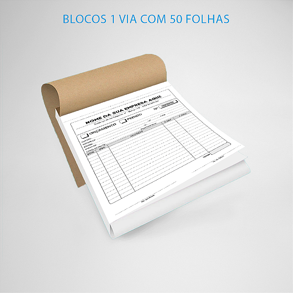 Bloco de Pedido Orçamento papel 75g impresso em 1 via c/ 50 folhas por bloco - 14x20cm