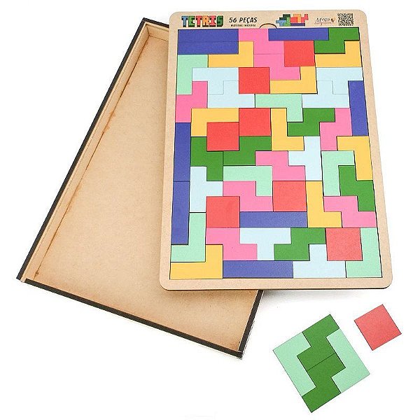 Brinquedo Educativo Tabuleiro Tetris Box Mdf c/ Caixa Mega Impress