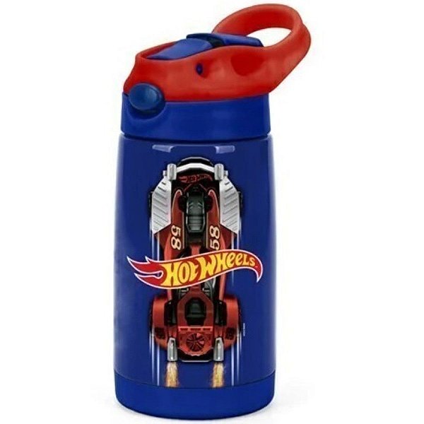 Garrafa Squeeze Infantil Hot Wheels Azul 500ml Gf56125hw Luxcel