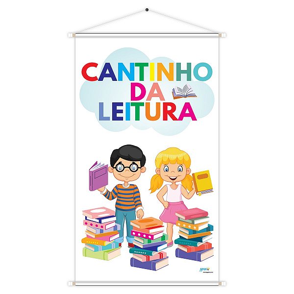 Banner Cantinho da Leitura Educativo Pedagógico Escolar Didático 60cm x100cm Impressão Digital Lona 440g