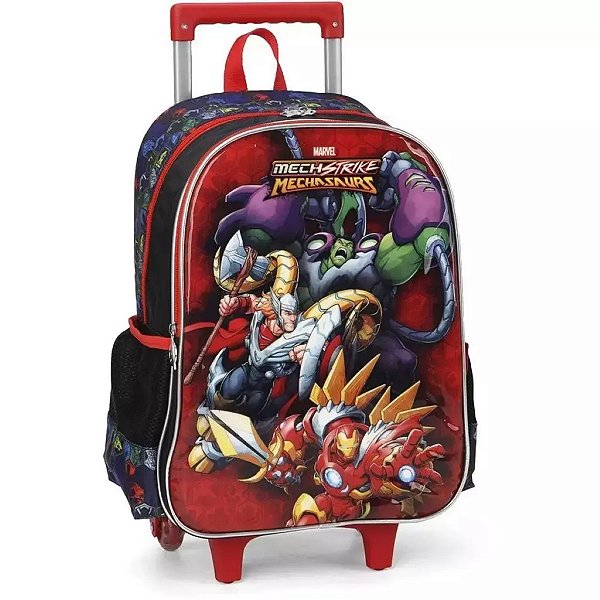 Mochila C/ Carrinho + Lanch Marvel Vermelho Ic39512ag-Vm Luxcel