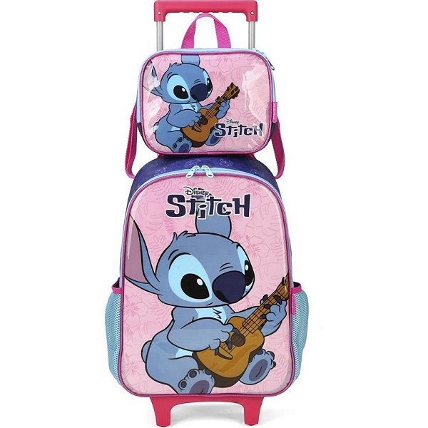 Mochila C/ Carrinho + Lanch Stitch Vermelho Ic39812sc-Vm Luxcel