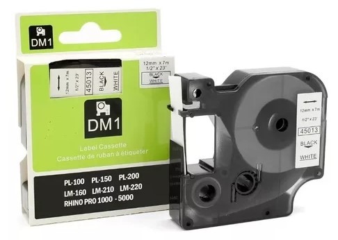 Fita P/ Rotulador Prof D1 12mmx7m Pt/Br 45013 Dymo