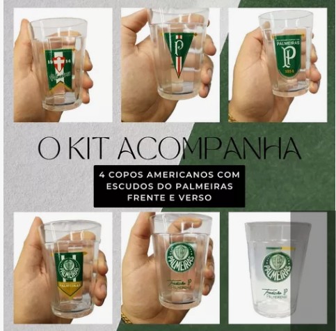 Copo Americano 190ml C/4 Palmeiras 12528 Brasfoot
