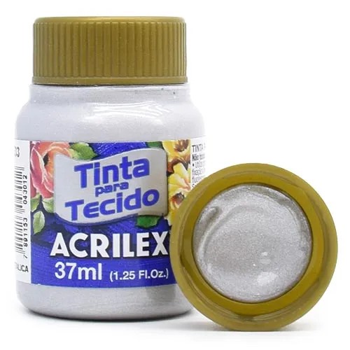 Tinta P/ Tecido 37ml Acrilex Metalica Prata 533