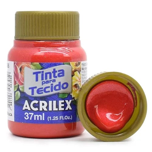 Tinta P/ Tecido 37ml Acrilex Metalica Vermelho 555