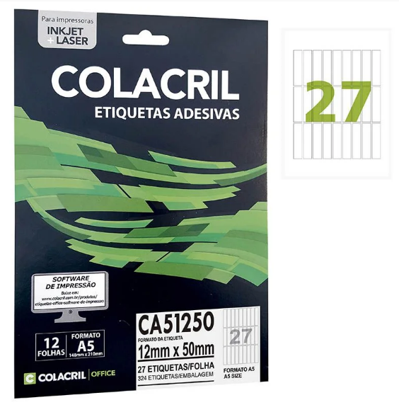 Etiqueta A5 Ca51250 12x9x50 12fl Colacril