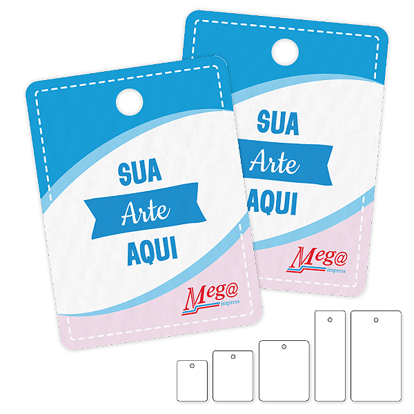 Tag Retangular com furo - Papel Off-Set - Impressão frente