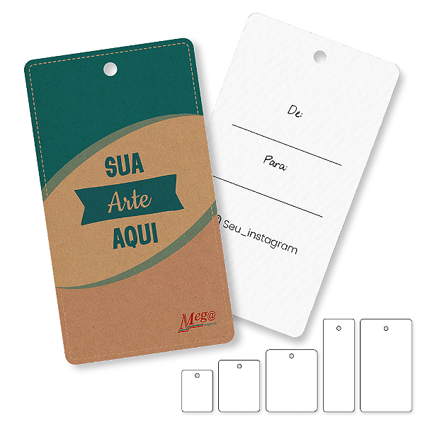 Tag Retangular com furo - Papel Kraft - Impressão frente e verso