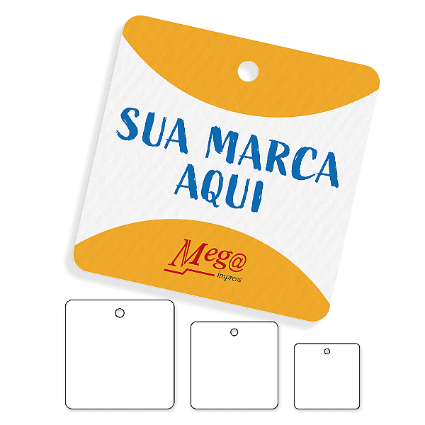 Tag Quadrada com furo - Papel Off-Set - Impressão frente