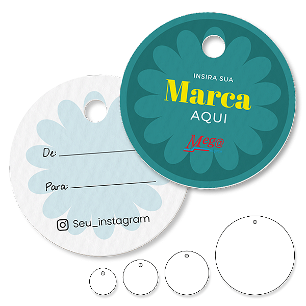 Tag Redonda com furo - Papel Off-Set - Impressão frente e verso
