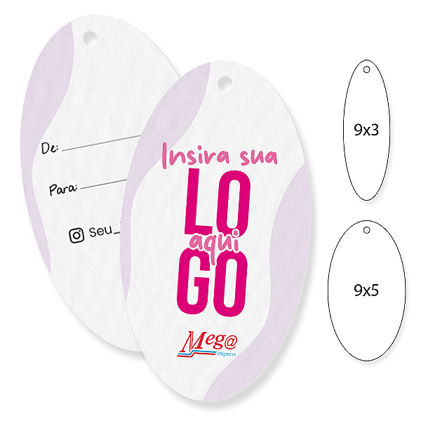 Tag Oval com furo - Papel OFF-Set - Impressão frente e verso
