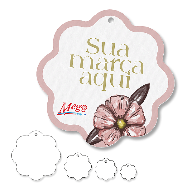 Tag Flor com furo - Papel Off-set - Impressão frente