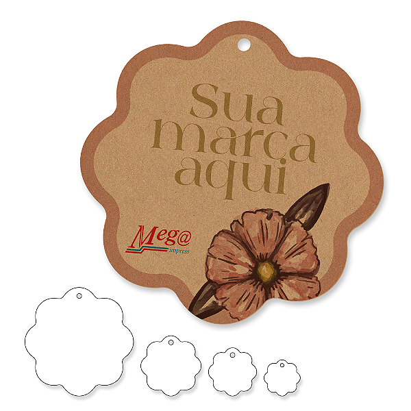 Tag Flor com furo - Papel Kraft - Impressão frente