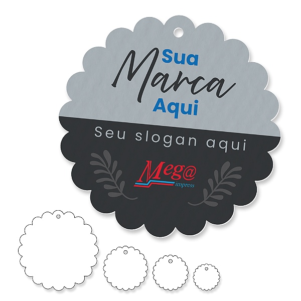 Tag Margarida com furo - Papel Off-Set - Impressão frente