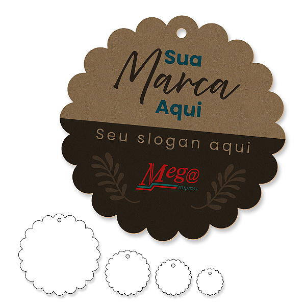 Tag Margarida com furo - Papel Kraft - Impressão frente
