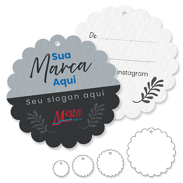 Tag Margarida com furo - Papel Off-Set - Impressão frente e verso