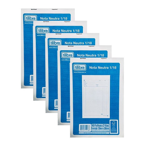 Kit C/5 Notas Neutras 1/18 2vias 40f Tilibra 139x206m 151386