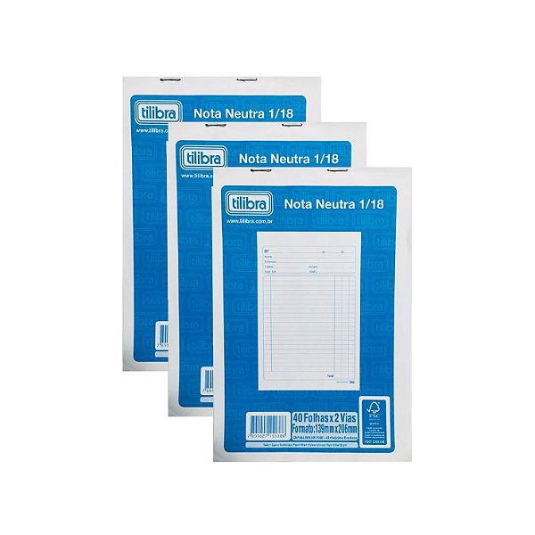 Kit C/3 Notas Neutras 1/18 2vias 40f Tilibra 139x206m 151386