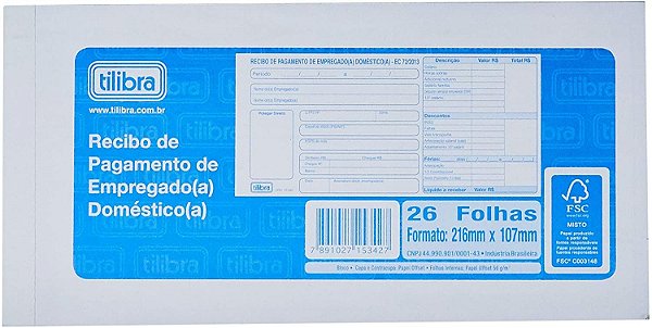 Recibo Pagto Empr. Domestica Tilibra 153427